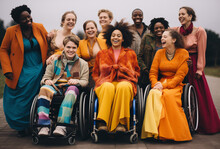 A group of happy with disabilities are having fun Diversity and positive life concept generative ai