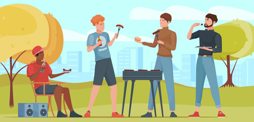 Sticker - Picnic illustration in flat design