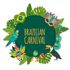 Poster - Hand drawn brazilian carnival frame