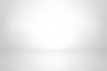 White studio background. Abstract empty room with soft light for product. Simple grey neutral backdrop. Line horizon. Gray gradient background. Texture blank wall and floor. Vector illustration