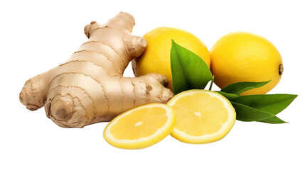 Wall Mural - lemon and ginger on transparent background