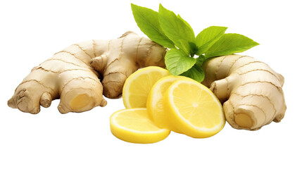 Poster - lemon and ginger on transparent background