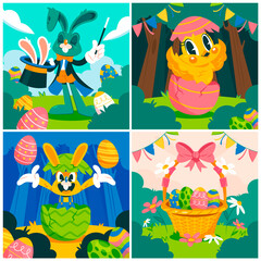 Wall Mural - Easter illustrations in flat style