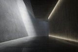 Fototapeta Przestrzenne - Empty underground concrete hall for parking. 3d rendering of abstract interior background.