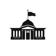Building simple flat black and white icon logo, reminiscent of Parthenon, Travel City Vector Flat B&W.