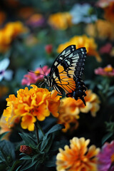 Sticker - a beautiful butterfly sitting on a flower. nature.