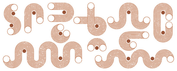 Wall Mural - geometric lines zen patterns. abstract arches and shapes. balance figures with linear outline stroke