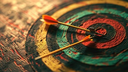 Poster - Archery target with arrows. Successful business concept