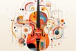  a violin on a white background with a lot of circles and circles in the shape of a musical instrument with an abstract design on the front of the back of the violin.