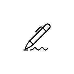 Poster - pen, write icon. simple outline style. signature pen, paper, ink, sign, pencil, tool, education conc