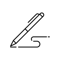 Poster - pen, write icon. simple outline style. signature pen, paper, ink, sign, pencil, tool, education conc