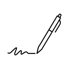 Poster - pen, write icon. simple outline style. signature pen, paper, ink, sign, pencil, tool, education conc