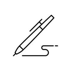 Poster - pen, write icon. simple outline style. signature pen, paper, ink, sign, pencil, tool, education conc