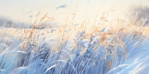 Wall Mural - winter grasses in the sunlight,