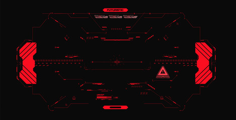 Wall Mural - Red HUD UI FUI design in futuristic style. Futuristic Red and Black HUD Interface Design Elements for High-Tech Display. Modern mockup sci fi cockpit heads up display design. Vector illustration