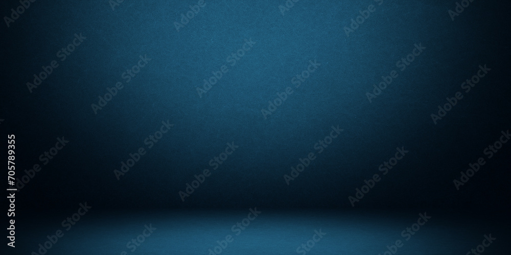 Dark blue studio room with spotlight backdrop wallpaper, blank ...