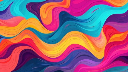 Wall Mural - Vibrant Abstract Colorful Waves Background. Dynamic and vivid abstract background with flowing colorful waves, suitable for creative design projects.