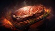 Perfectly cooked bbq steak hearthstone art style photo Ai generated art