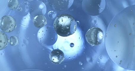 Wall Mural - slow motion macro of floating micro particles molecules in liquid are analyzed with microscope by ch
