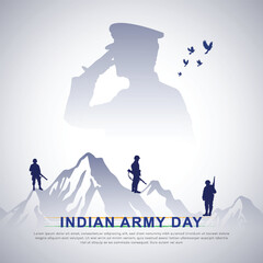 Wall Mural - India Army Day poster design | soldier, silhouette. flag, of India. Patriotic Vector, illustration | Indian army day post | 15 January | social media, post, advertising, 