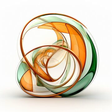 An outline of orange green and bamboo colored fracta Ai generated art