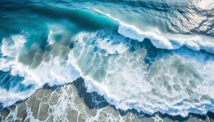 Canvas Print - top view on blue ocean waves nature background