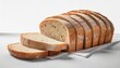 sliced loaf of bread on white background