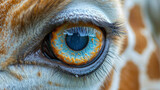 Fototapeta  - macro eye of a giraffe, national geografiphical style
