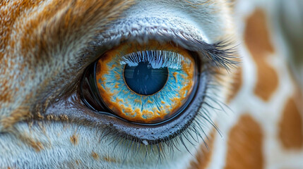 macro eye of a giraffe, national geografiphical style