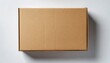 brown cardboard box on white background top view