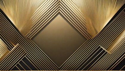 Poster - luxury geometric gold line art and art deco background with copy space