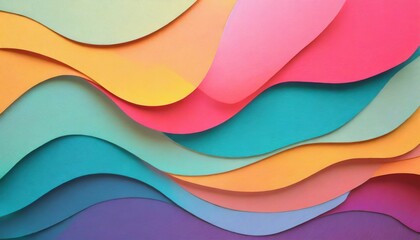 Poster - colorful abstract paper cut wave with multi layers color texture vibrant colors smooth gradient for create background or decoration