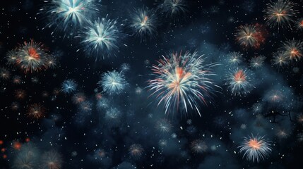 Poster - fireworks in the night sky beautiful colorful explosions Generative AI