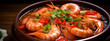 delicious juicy boiled shrimp on the table