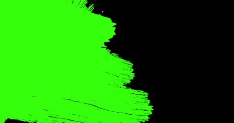 Wall Mural - abstract paint brush stroke shape white ink splattering flowing and washing on chroma key green scre