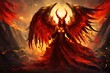 Hell wings of angel or demon with red and yellow