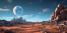 A Moonlit Night In A Rocky Desert Generative AI