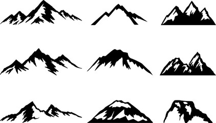 Wall Mural - set of illustrations of mountains. design element for poster, card, banner, sign. vector illustratio