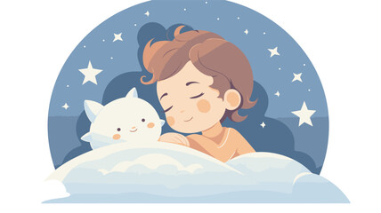Wall Mural - sweetness of naptime and bedtime routines in a vector art piece showcasing babies peacefully sleepin