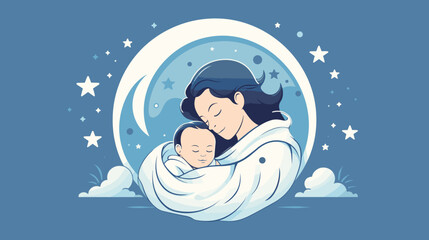 Wall Mural - sweetness of naptime and bedtime routines in a vector art piece showcasing babies peacefully sleepin