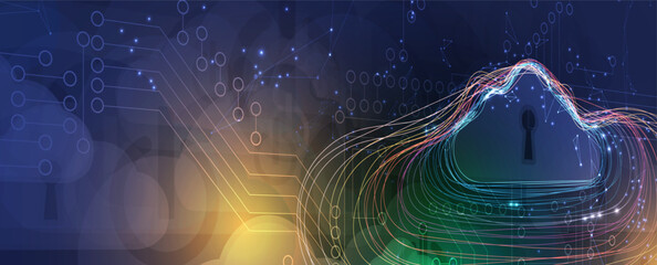 Modern cloud technology. Integrated digital web concept background