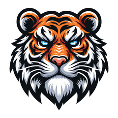 wild animal tiger head face mascot design vector illustration, logo template isolated on white background