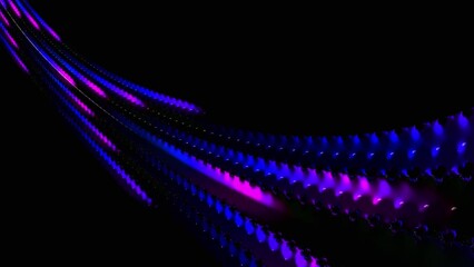Wall Mural - spotted line flowing on black background. speed, big data loop able animation