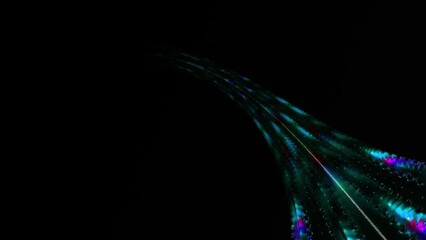 Wall Mural - spotted line flowing on black background. speed, big data loop able animation