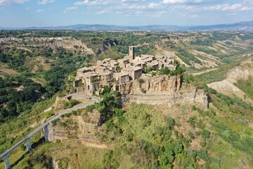 Wall Mural - Aerial view of Civita di Bagnoregio, medieval town on top of plateau in Viterbo province, Lazio, Italy