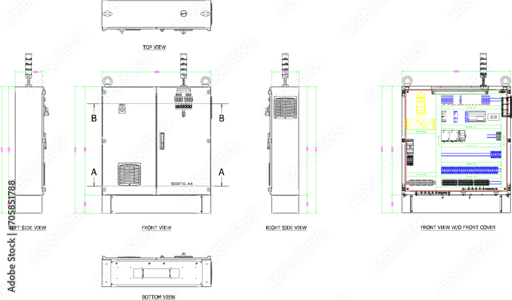 Vector sketch illustration of control panel design of multi-storey ...