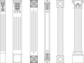 Poster - Vector sketch illustration of classical vintage roman greek column pillar architectural design