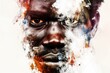 Artistic portrait of an African man, painterly style, white background