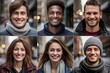 Grid image of diverse group of people of different ages and genders and ethnicities