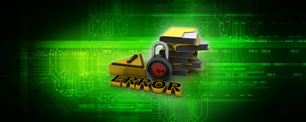 Poster - 3d rendering folder protected lock